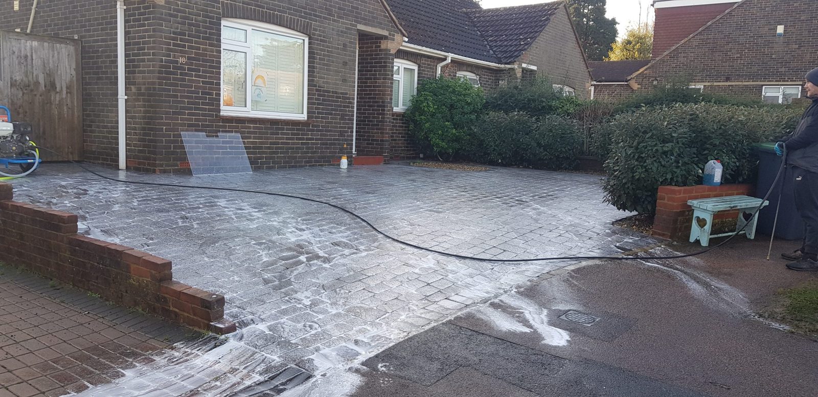 Driveway cleaned and treatment applied sussex