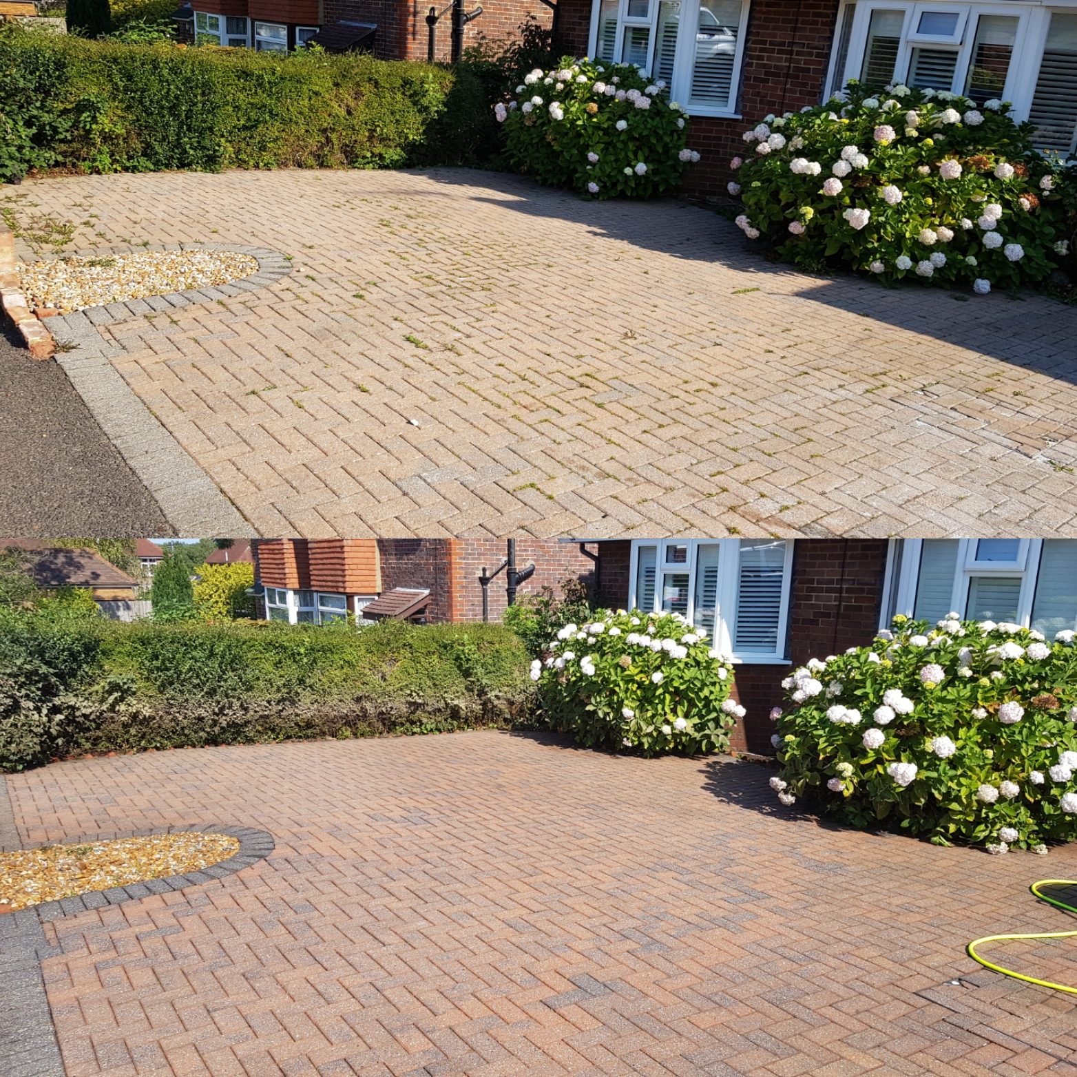 Driveway cleaned and treated to slow them weeds coming back through