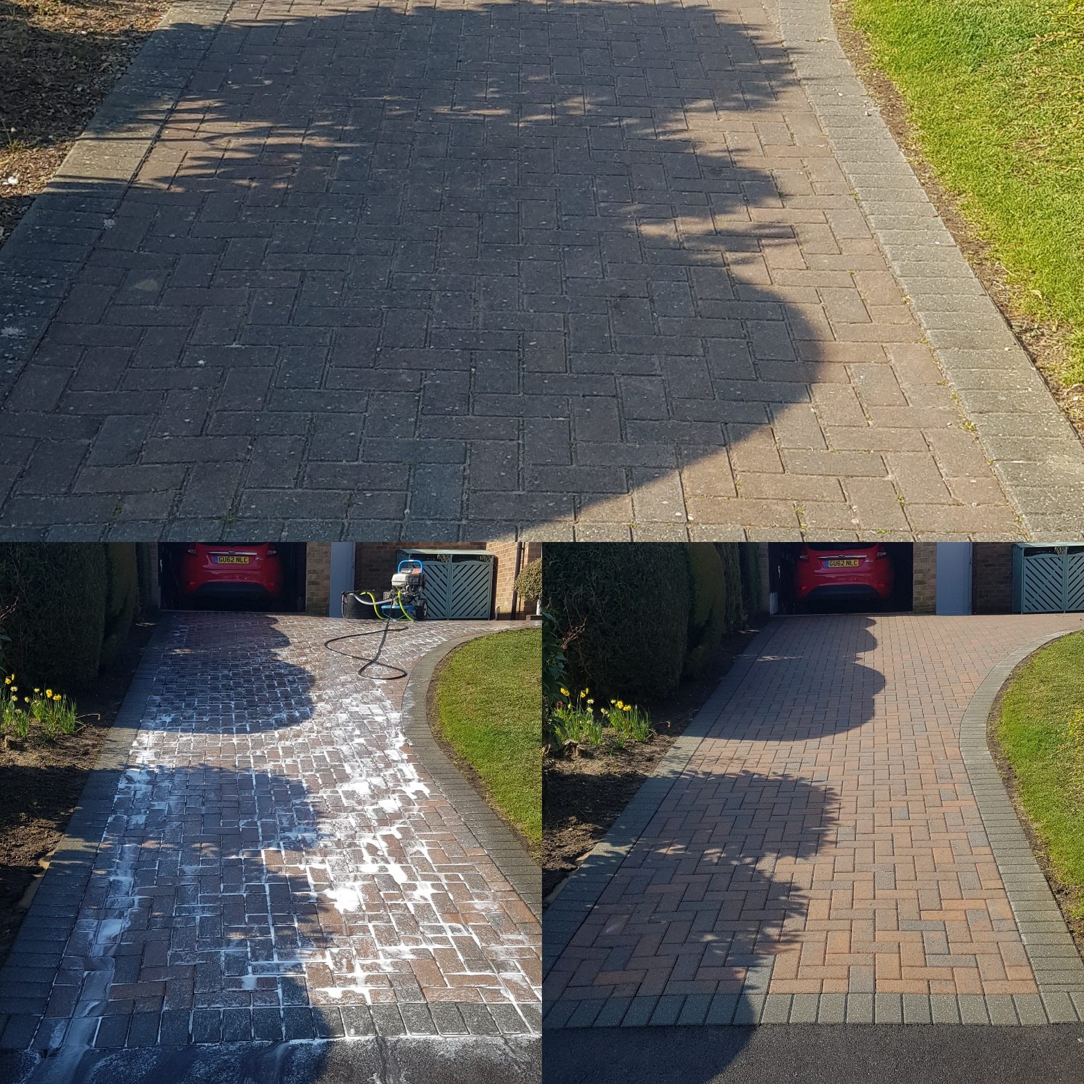 Driveway cleaned and treatment applied