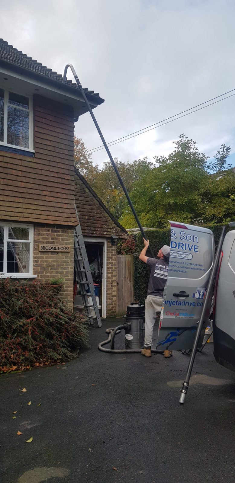 Gutter cleaning today with the vacuum