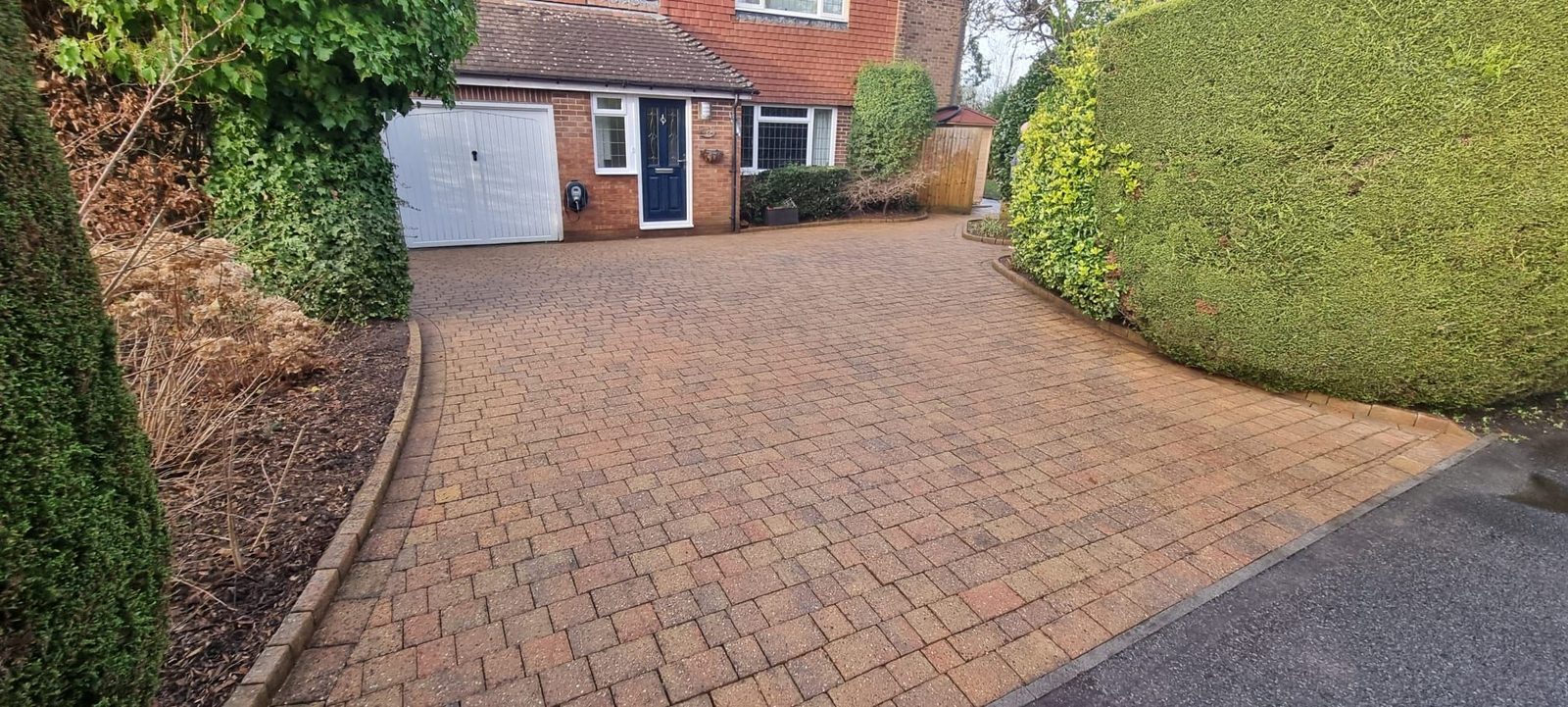 Freshly jet washed block paving driveway in Sussex