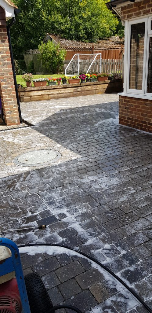 Driveway cleaned and treatment applied in Burgess Hill