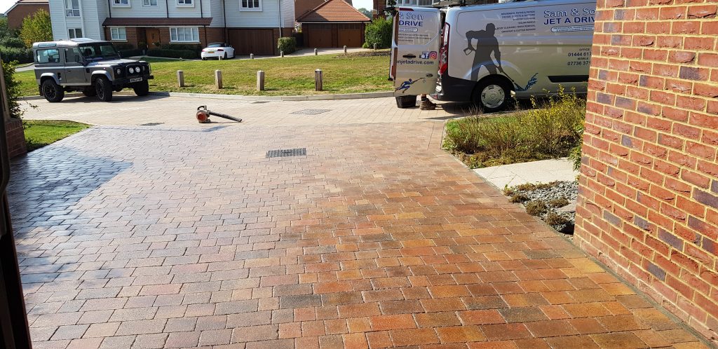 Driveway cleaned treated with weed killer sanded and sealed
