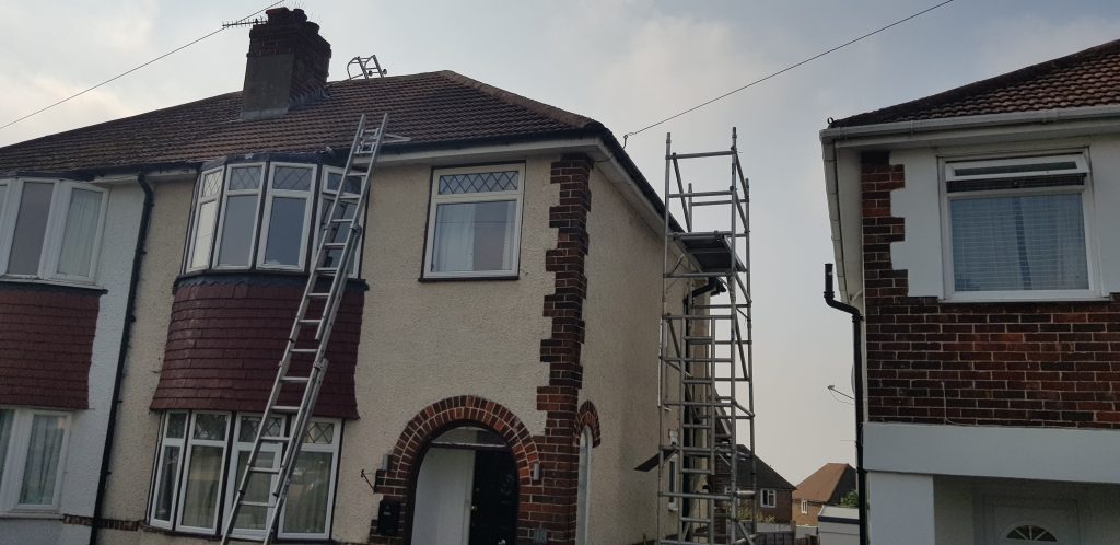 Roof cleaning and treated with an antifungal Moss wash job located in Brighton