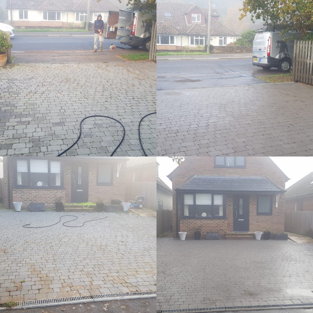Driveway cleaned and treatment applied