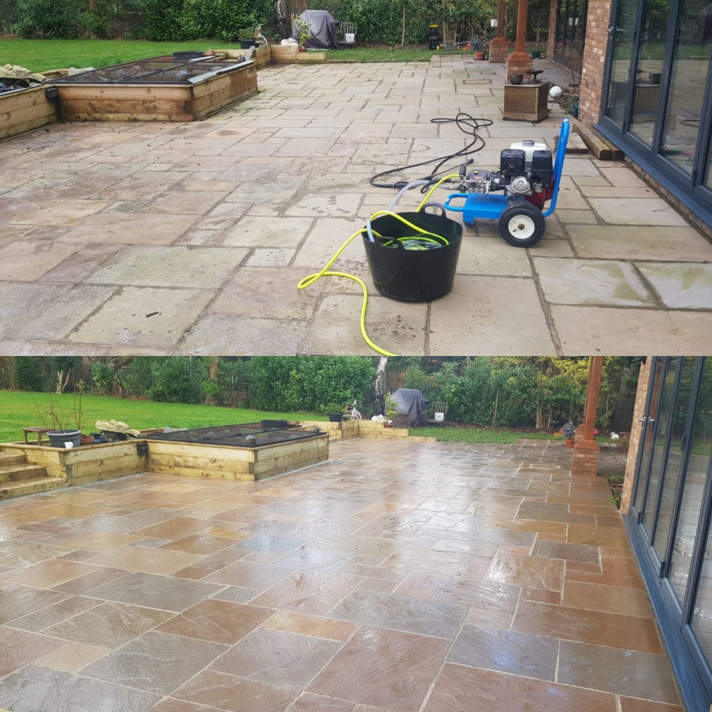 Patio cleaned easy joined with mushroom colour and sealant