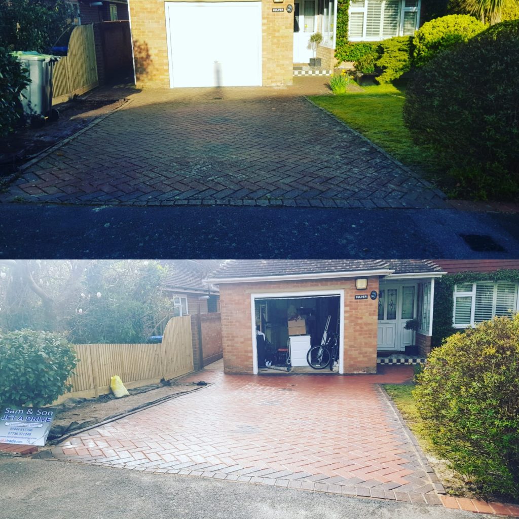 Driveway cleaned and treatment applied