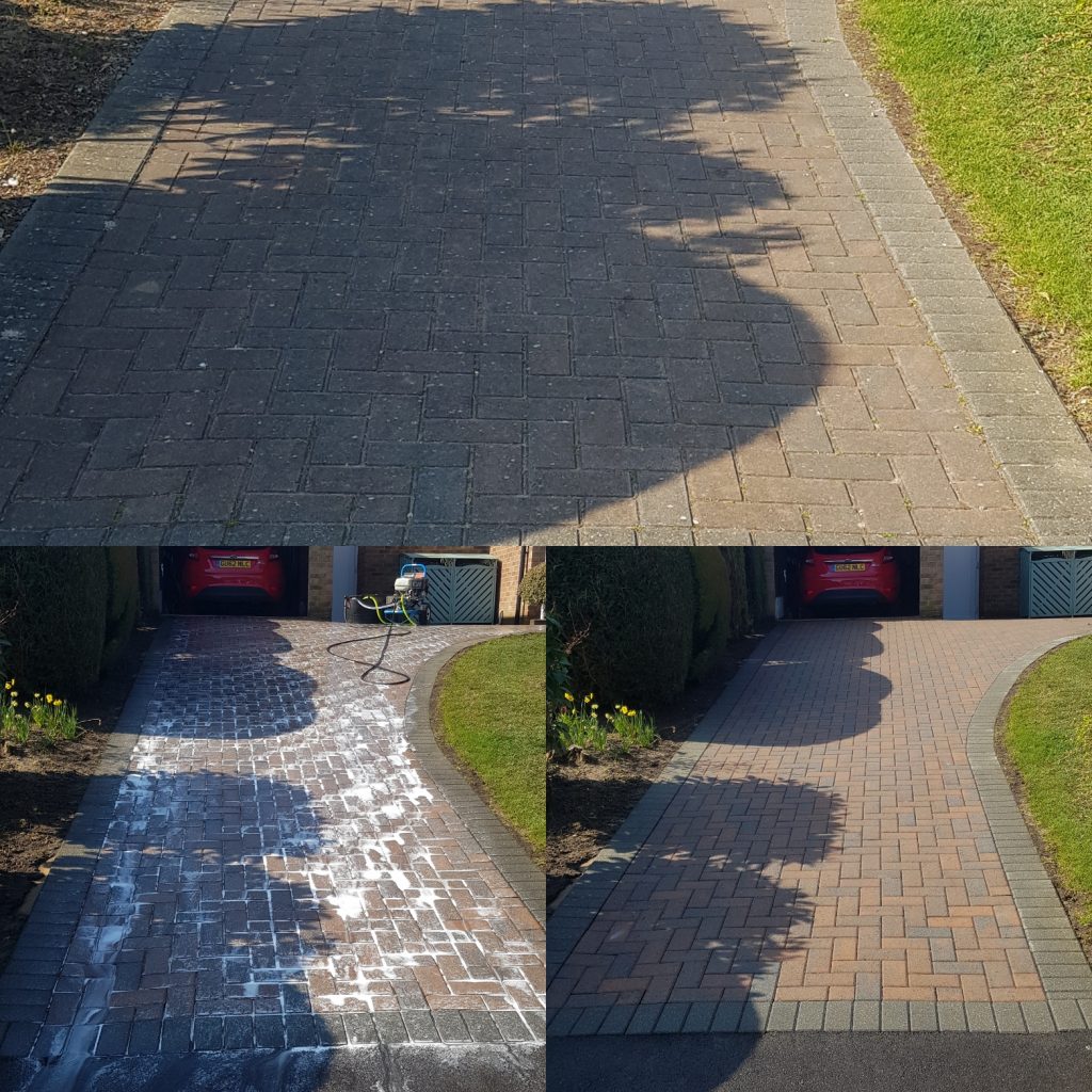 Driveway cleaned and treatment applied